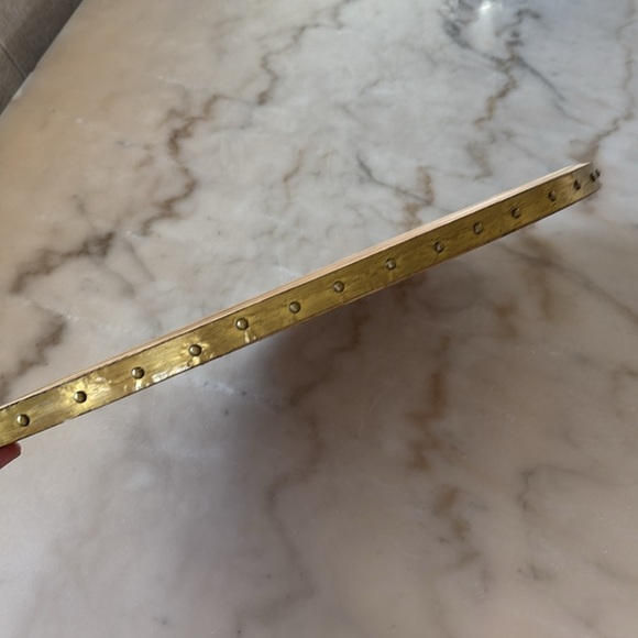 Natural Wood Cheese Board With Golden Edge Gold Accents - Picture 8 of 14